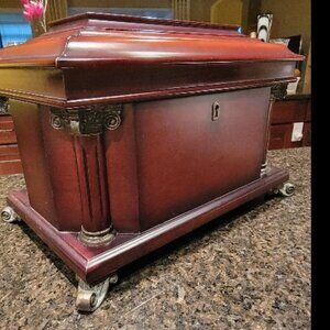 Vintage Bombay Co. Mahogany Wood Jewelry Valet Box Claw Feet Corinthian Column B